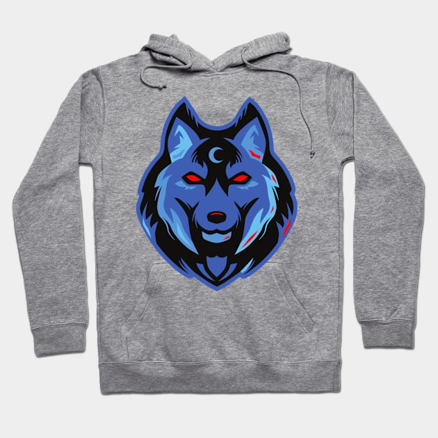 blue wolf with red eyes Hoodie by Dress Well Shop